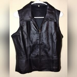 Black Leather Vest Soft & Smooth XL